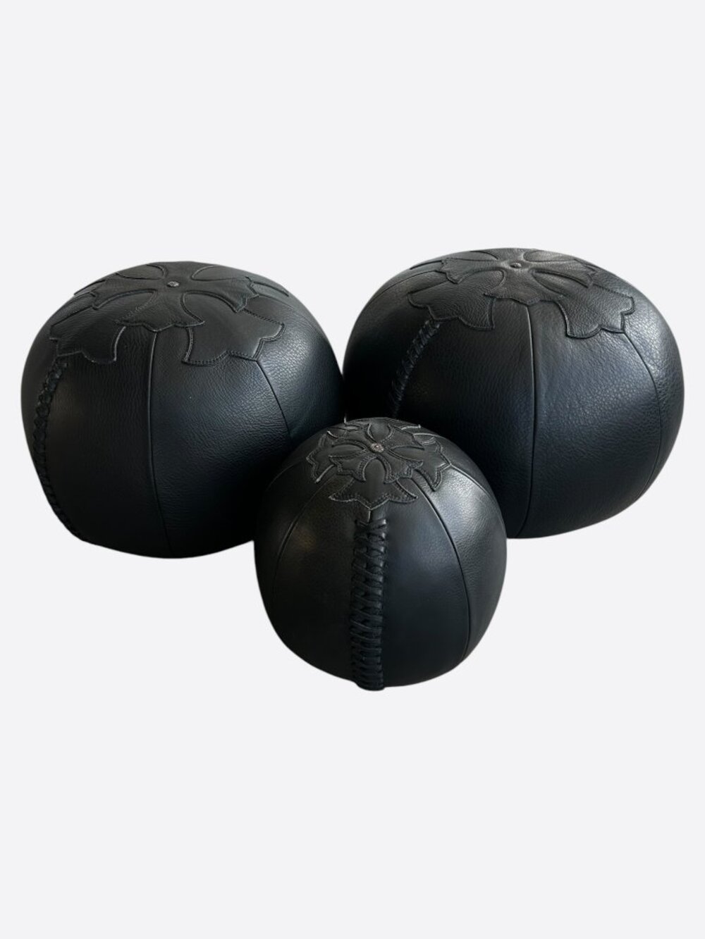 Chrome Hearts Black Leather Cross Patch Medicine Balls
